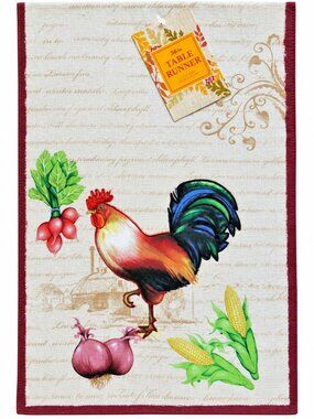 Rooster Chicken Table Runner Quilted Appliqued French Country Home 13"x36"